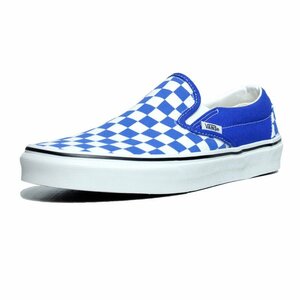 新品 VANS バンズ ヴァンズ US企画 レディース Slipon スリッポン スニーカー 青 ブルー チェック柄 チェッカーボード US6.5（24.5cm）