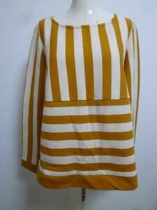 HUSHUSH/ HusHush! ocher series border stripe deformation easy cut and sewn 3/ world long sleeve!328