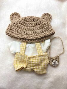 ちびぬい服　ハンドメイド♪ 服上下とクマの帽子とかばんの4点セット