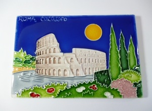 Й イタリア製 クレアツィオーニ・ルチアーノ 陶板画 ローマ コロッセオ タイル 壁掛け 壁飾り Й ITARY CREAZIONI LUCIANO 陶板