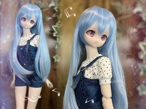 ●ドールウィッグ*ロングヘアー*スノーブルー*9～9.5インチ（MDD DD SD SmartDollなど）●doll wig*dollwig●