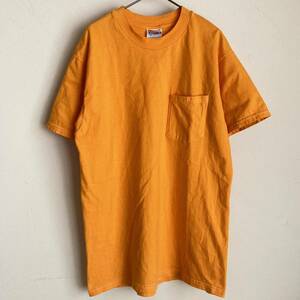 ★Hanes BEEFY-T オレンジ M ポケット T SHIRT 無地 ヘインズ ヘビーウェイト 丸胴 TUBE BODY アメリカ 古着 ヴィンテージ ビンテージ