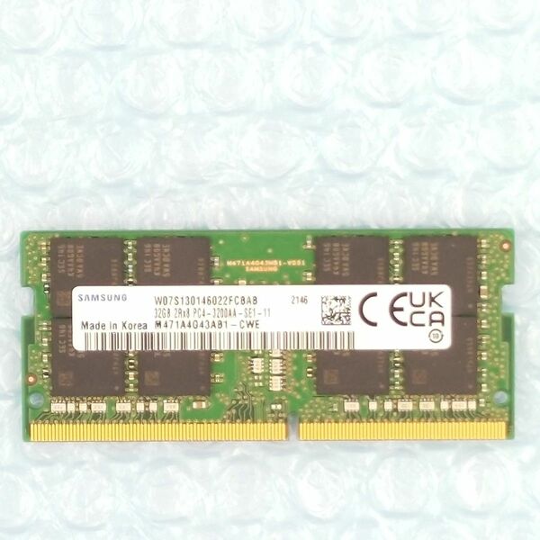 SAMSUNG DDR4-3200 PC4-25600 32GB SODIMM メモリ M471A4G43AB1-CWE