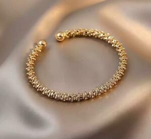 583 Gold bracele bangle Korea jewelry accessory wedding Stone wedding dress gold adjustment possibility lady's 