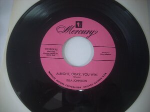 ■ 7インチ 　ELLA JOHNSON / ALRIGHT OKAY YOU WIN / MILSON LUCE / DON'T BREAK YOUR PROMISE TO ME 輸入再発盤 MERCURY 70580 ◇r50509