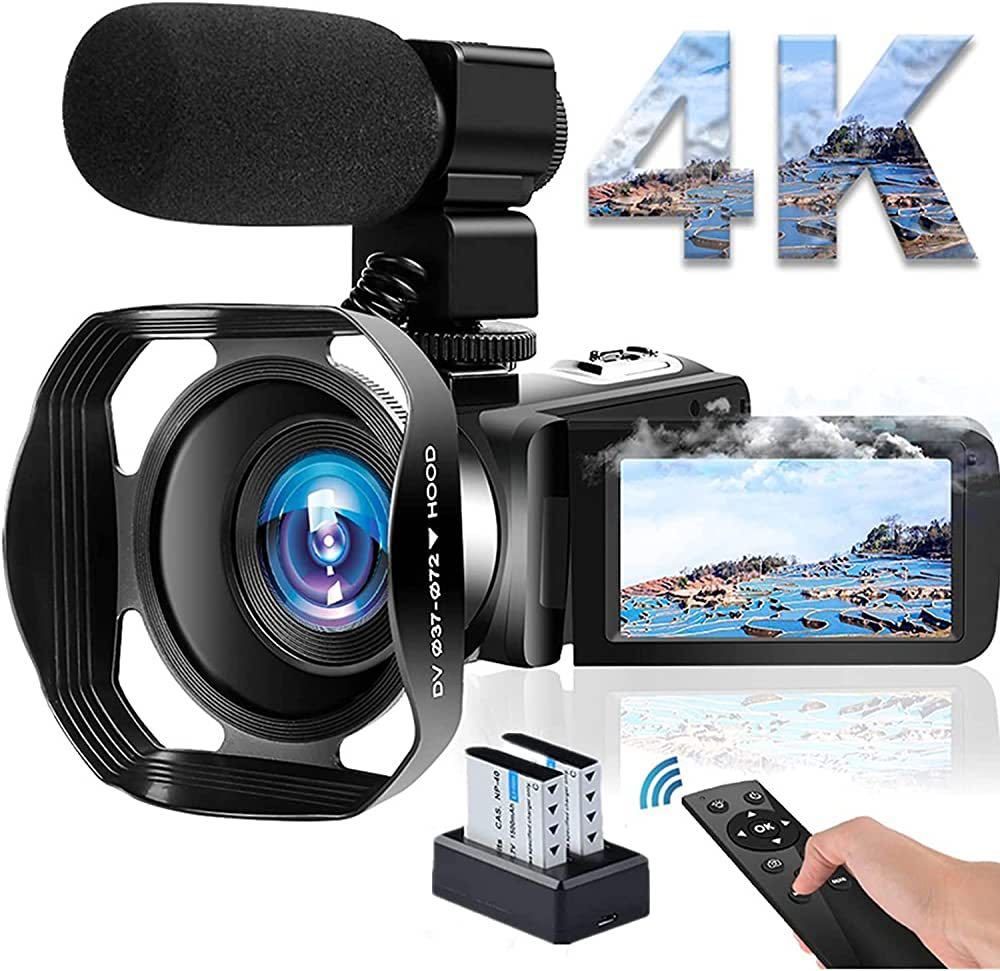 ビデオカメラ 4KYouTubeカメラ48MP 60FPS WIFI機能デジタルビデオカメラ ウェブカメラ用 HDMI出力 IRナイトビジョン予備バッテリー