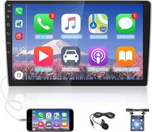 Din Android 10 Carplay 10.1インチ カーステレオオーディオ Bluetooth FM受信機GPSナビゲーションWIFI, 追加のマイク、リアビューカメラ_画像1