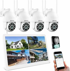 [300 ten thousand pixels * color night vision photographing *10 -inch monitor ]ANRAN security camera wireless outdoors security camera set 10 -inch one body video recording machine construction work un- necessary 