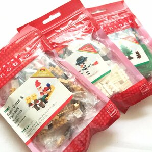 ■ 新品 未開封 nanoblock ナノブロック サンタクロース ＆トナカイ 雪だるま クリスマスツリー ３個セット 世界最小ブロックの画像1