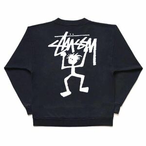 80s vintage USA製 OLD Stussy ステューシー シャドーマン 両面プリント スウェット 長袖 faded-black size M 希少 黒タグ 初期アーカイブ