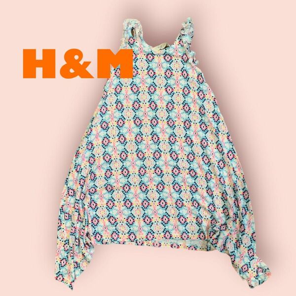 【値下げ】美品　H&M キッズ　ワンピース　キャミソール　ネイティブ柄