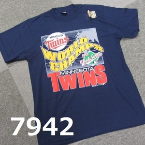 FK-7942　レア　デッドストック　ヴィンテージ　Tシャツ　1991　ワールドチャンピオン　ツインズ　Lサイズ/SCREEN STARS社製