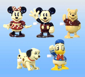 ディズニーキャラクターゼンマイ仕掛けのフュギュア全5種フルコンプ新品未使用　2002年4月発売ユージン３００円CP　