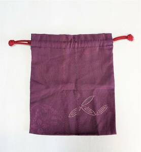 花とら●リサイクル巾着袋　小物入れ　ハンドメイド　紫　　　　　　230410