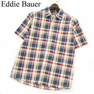 Eddie Bauer エディーバウアー 春夏 半袖 コットン★ チェック シャツ Sz.S　メンズ アウトドア　A3T05040_5#A