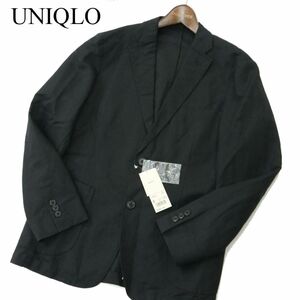 【新品 未使用】 UNIQLO ユニクロ 春夏 麻 リネン コットン テーラード ジャケット Sz.S　メンズ 黒　A3T05284_5#M