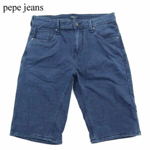 pepe jeans ペペジーンズ 【CAGE SHORT】 加工 インディゴ スウェット ストレッチ ショート パンツ Sz.29　メンズ 　A3B02437_5#P