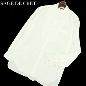 SAGE DE CRET サージュデクレ 通年 カットオフ★ 長袖 切替 バンドカラー シャツ Sz.M　メンズ 生成り色　A3T05424_5#C