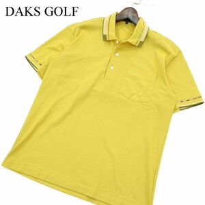 美品★ DAKS GOLF ダックス ゴルフ 春夏 ロゴ刺繍 半袖 ポロシャツ Sz.M　メンズ 日本製　A3T05609_5#A