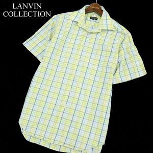 LANVIN COLLECTION ランバン コレクション 春夏 ロゴ刺繍★ 半袖 チェック シャツ Sz.L　メンズ 日本製　A3T05813_5#A