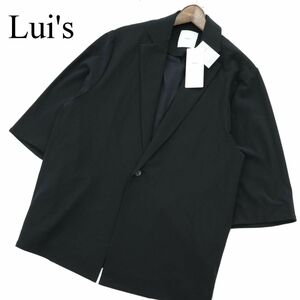 【新品 21SS】 Lui's ルイス 春夏 トリコット 6分袖 1B オーバー ジャケット Sz.S　メンズ ネイビー 濃紺 日本製 未使用　A3T06013_5#M