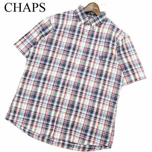 CHAPS チャップス ラルフローレン 春夏 ロゴ刺繍★ 半袖 ボタンダウン チェック シャツ Sz.L　メンズ　A3T06021_5#A