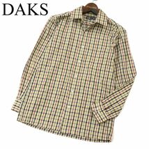 DAKS ダックス 通年 胸ポケット★ 長袖 チェック シャツ Sz.S　メンズ　A3T05965_5#C_画像1