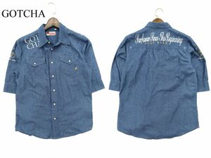 GOTCHA Gotcha весна лето Logo вышивка * точка общий рисунок короткий рукав рубашка work shirt Sz.M мужской Surf A3T06020_5#A