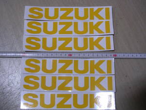 現品スズキ　SUZUKI　ステッカー　19㎝　黄色6枚セットかんたん仕上げ　カタナ　RG　TS　ウルフ　GSX　ガンマ　ジムニー　ハスラー　キャリ