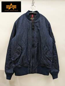 ALPHA INDUSTRIES×BACKNUMBER/アルファ×バックナンバー/限定和紙デニムMA-1/デニムフライトジャケット/肉厚/SIZE XL/定価24090円