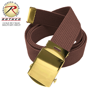 [送料260円]ROTHCO 新品 ゴールドバックル ガチャ ベルト (ブラウン) コットン キャンバス BELT サバゲー 大きいサイズ ミリタリー 無地