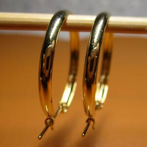 [ new goods ]18 gold /k18/ yellow gold / groove line hoop earrings /2mm×20mm
