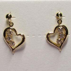 [ new goods ]18 gold / Open Heart / Cubic / yellow gold / swaying earrings 