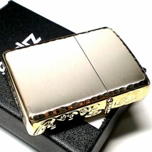 ZIPPO アーマー 限定 ジッポ ライター ３面彫刻 アラベスク シルバー＆ゴールド 金銀 シリアルNo刻印 コーナーリューター 重厚 かっこいい_画像5