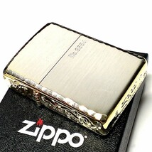 ZIPPO アーマー 限定 ジッポ ライター ３面彫刻 アラベスク シルバー＆ゴールド 金銀 シリアルNo刻印 コーナーリューター 重厚 かっこいい_画像3