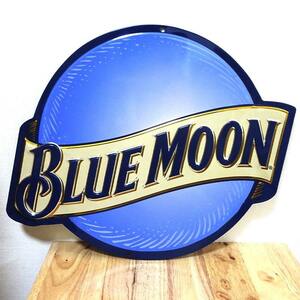 ブリキ看板 BLUE MOON ブルームーン ダイカット エンボスメタルサイン ビール かっこいい プレート 壁飾り アメリカン お酒 おしゃれ 雑貨