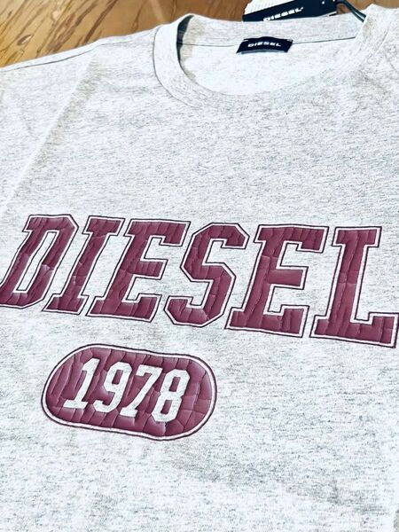 DIESEL 新品未使用　Lサイズ Tシャツ　カットソー　シャツ　ロゴ　古着風　コットン　綿　グレー　ディーゼル