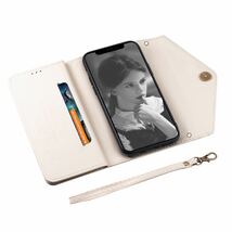 iphone8plus ショルダーケース iPhone7plus レザーケース アイフォン8プラス レザーケース 手帳型 カード収納 ホワイト_画像8