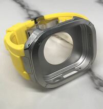 イエロー★アップルウォッチバンド ラバーベルト カバー　ステンレス Apple Watch ケース 49mm ウルトラ　ultra メンズ レディース_画像5