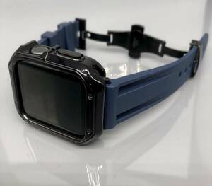 ネイビー ブラック アップルウォッチバンド ラバーベルト Apple Watch カバー　ケース メンズ レディース 38mm 40mm 41mm 42mm 44mm 45mm