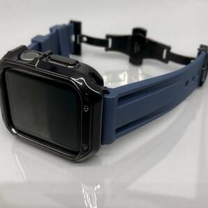 ネイビー ブラック アップルウォッチバンド ラバーベルト Apple Watch カバー ケース メンズ レディース 38mm 40mm 41mm 42mm 44mm 45mmの画像1