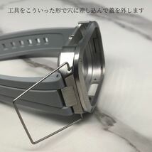 ホワイト★アップルウォッチバンド ラバーベルト カバー　ステンレス Apple Watch ケース 49mm ウルトラ　ultra メンズ レディース_画像7