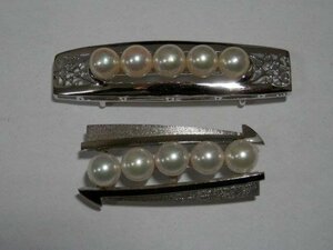 状態良 真珠の帯留 2個セット 銀製金具レターパックプラス可 0518V2G