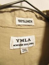 (希少◎)1990's YMLA linen fabric L/S cuban shirt ビンテージリネン キューバシャツ コムデギャルソンオム コモリ_画像9