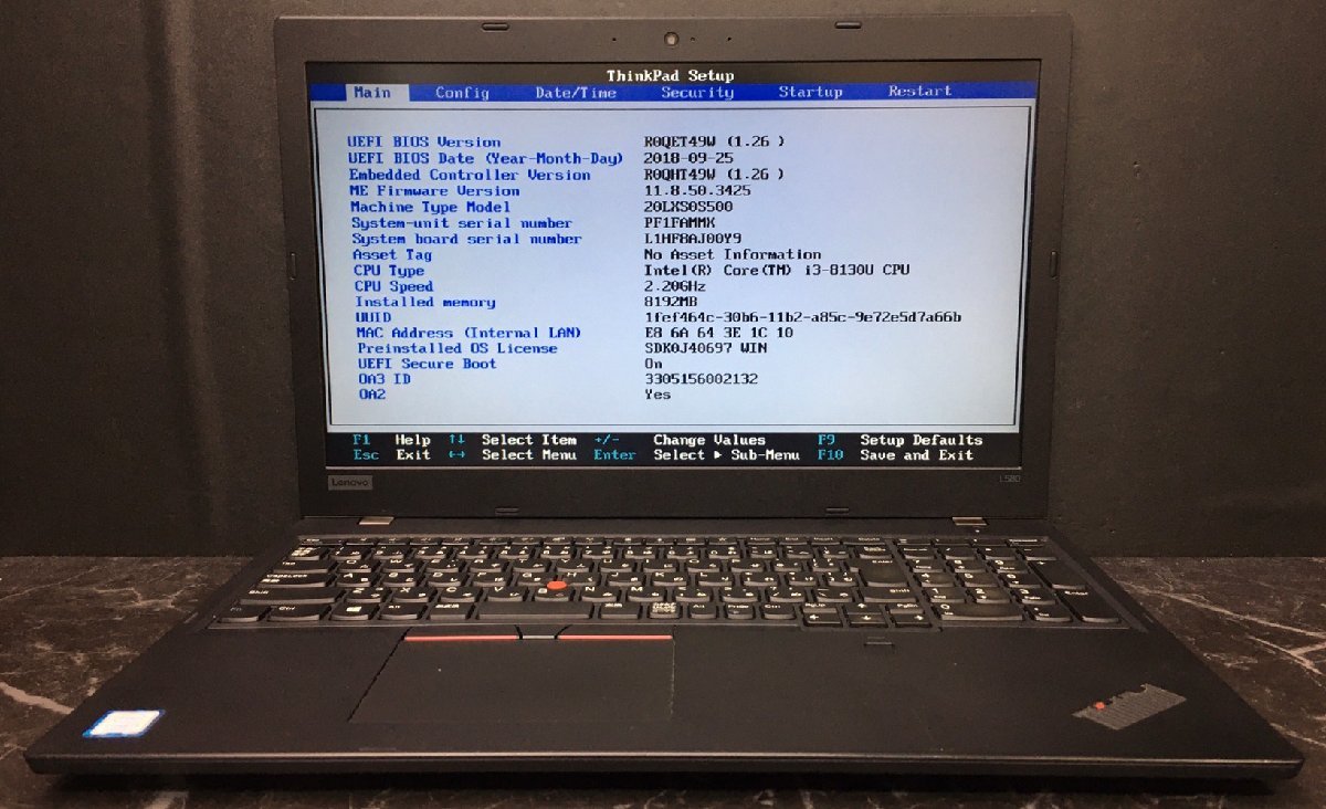 1円～ □ジャンクLENOVO ThinkPad X280 / 第8世代/ Core i5 8350U 1.70