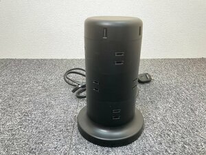 0639-O★合計最大出力4.8AのUSBポートを5つ備えたタワー型12口電源タップ★ELECOM ECT-0720BK★全ポート通電確認済中古★