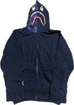 未使用品 BAPE A BATHING APE Shark Full Zip Hoodie NAVY /BLUE camo エイプ シャークパーカー 紺/青迷彩 XL_画像1