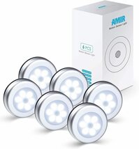 銀色 AMIR LED センサーライト 電池式 人感センサーライト 小型 ワイヤレス マグネット 磁石付き LED ナイトライト _画像9