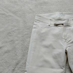 ef-de ef-de cropped pants bottoms plain roll up hem button belt loop lady's white size 7 smm14