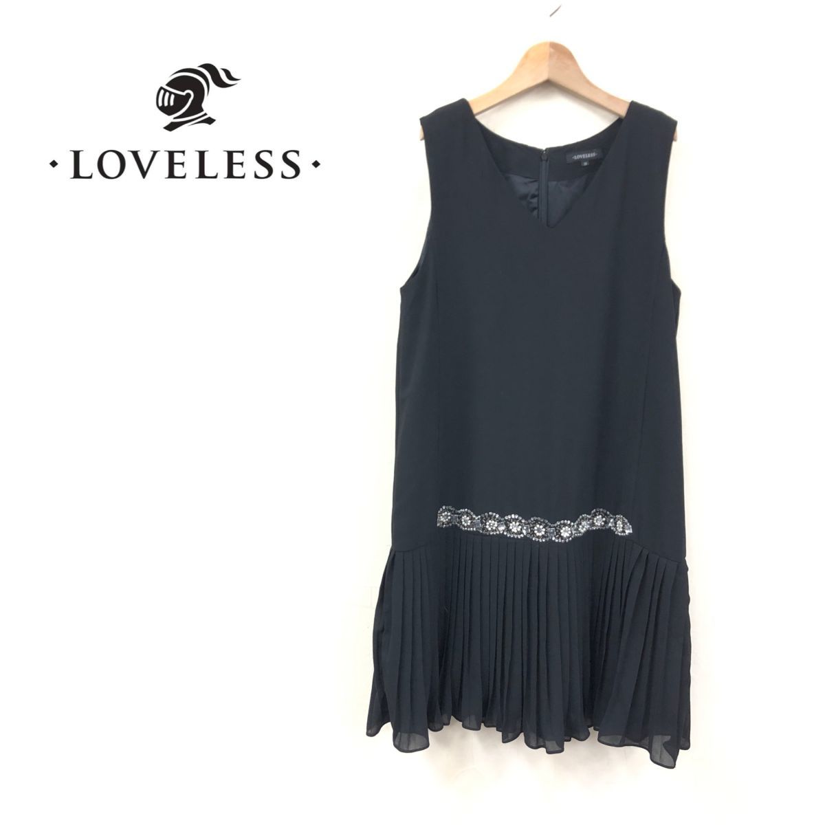 LOVELESS ラブレス 膝丈ワンピース ノースリーブ 36 M 【送料0円